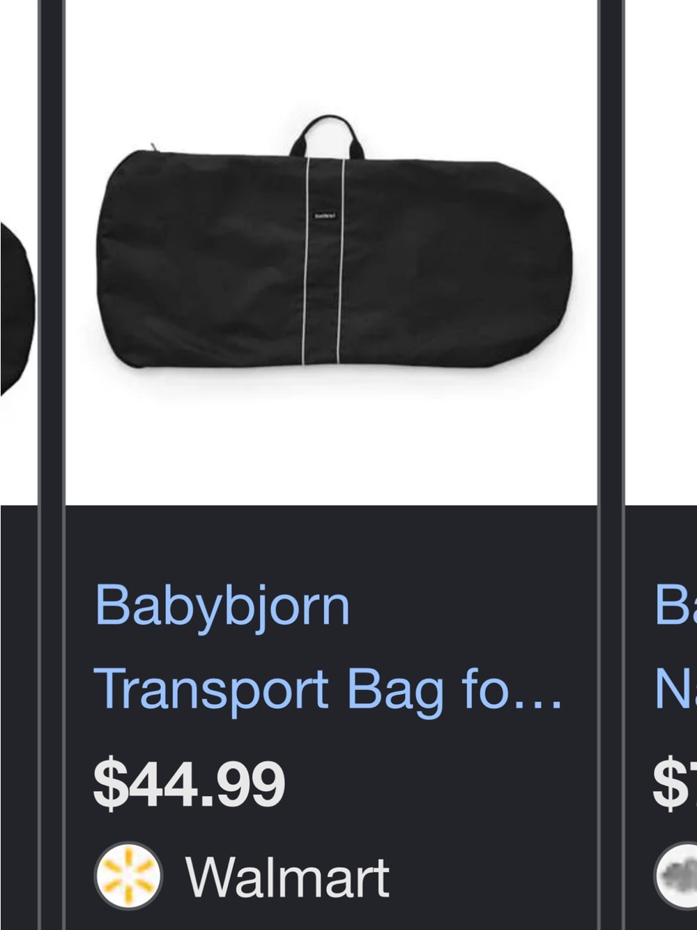 BabyBjorn Black Travel/Transport Bag with Top Handle